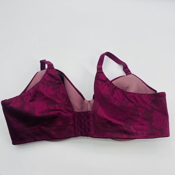 Cacique Dark Purple Invisible Lace Backsmoother Lightly Lined Balconette Bra - Picture 4 of 15